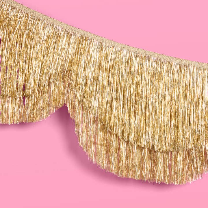PRESALE: Stay Golden Fringe - Scalloped Banner, Gold, 5 Feet