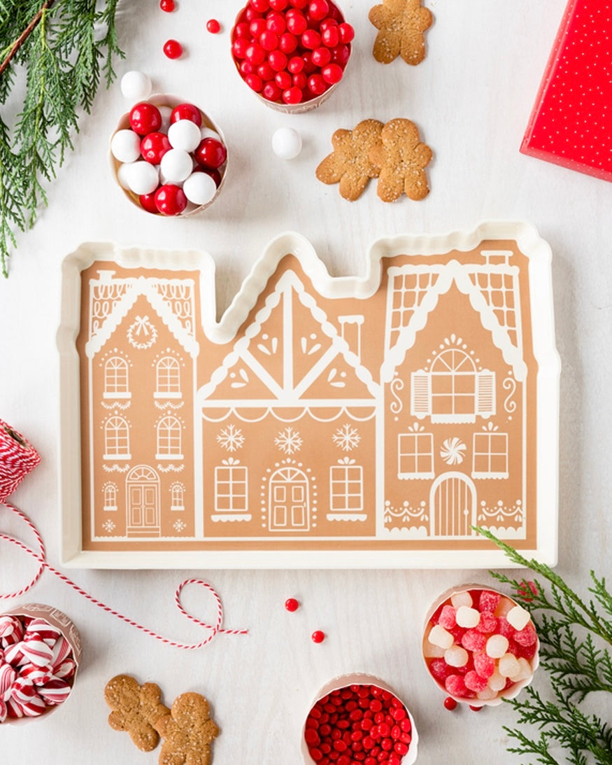 GINGERBREAD HOUSE SHAPED MELAMINE TRAY