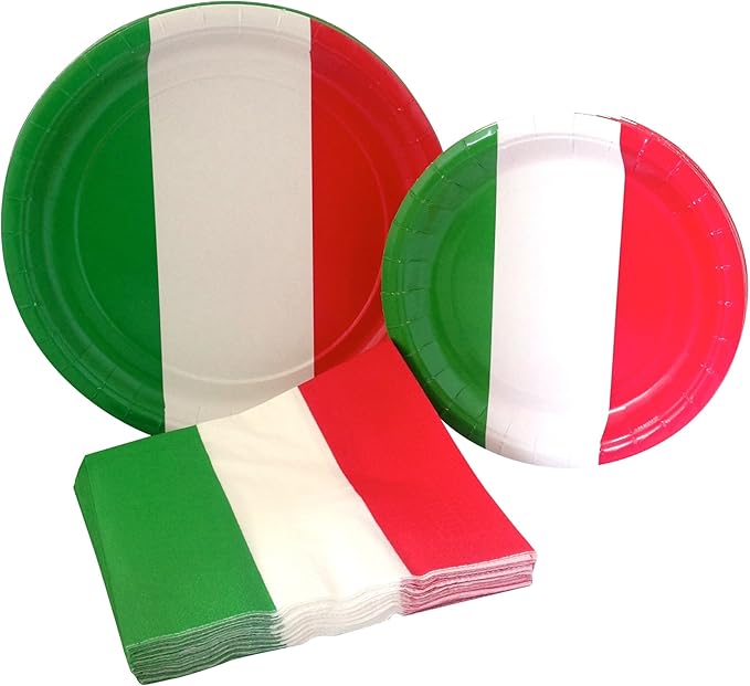 Italian Red White and Green Paper Plates 9" (8)