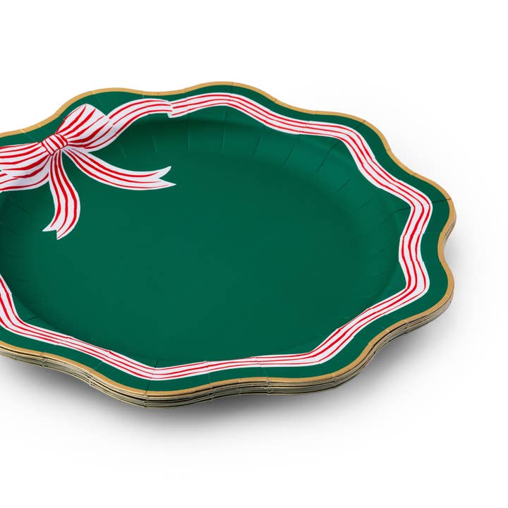 PRESALE: Elegant Green Peppermint Bow Dinner Plates