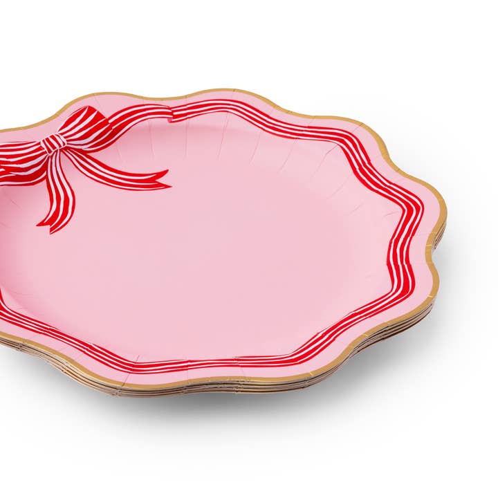 PRESALE: Elegant Pink Peppermint Bow Dinner Plates