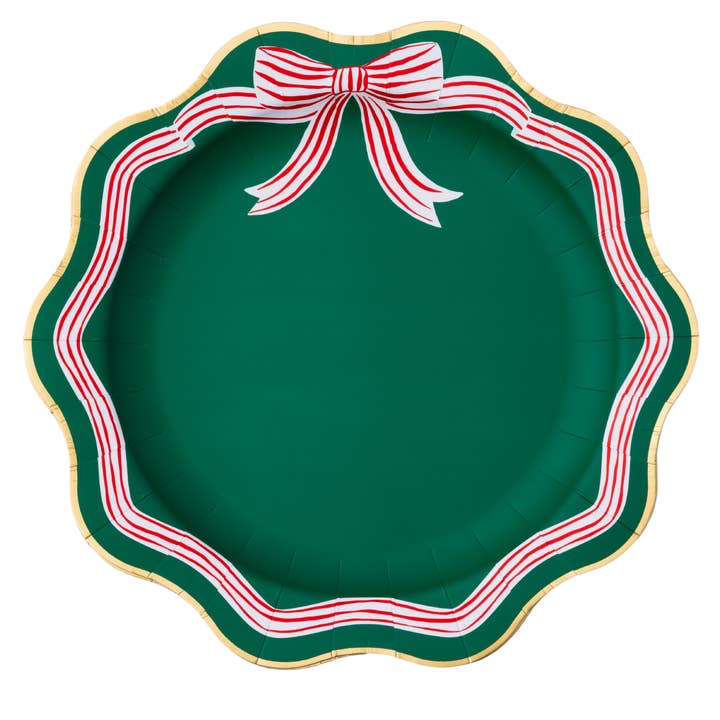 PRESALE: Elegant Green Peppermint Bow Dinner Plates