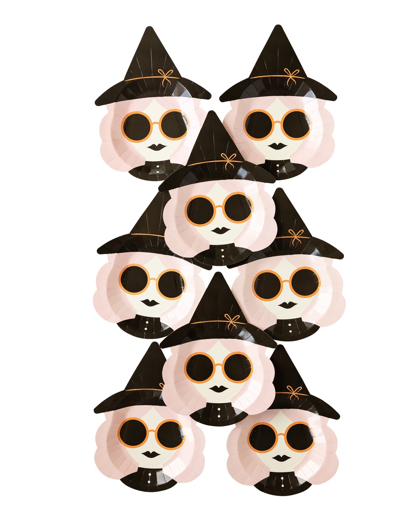 Hey Pumpkin Pink Witch Shaped Paper Plate