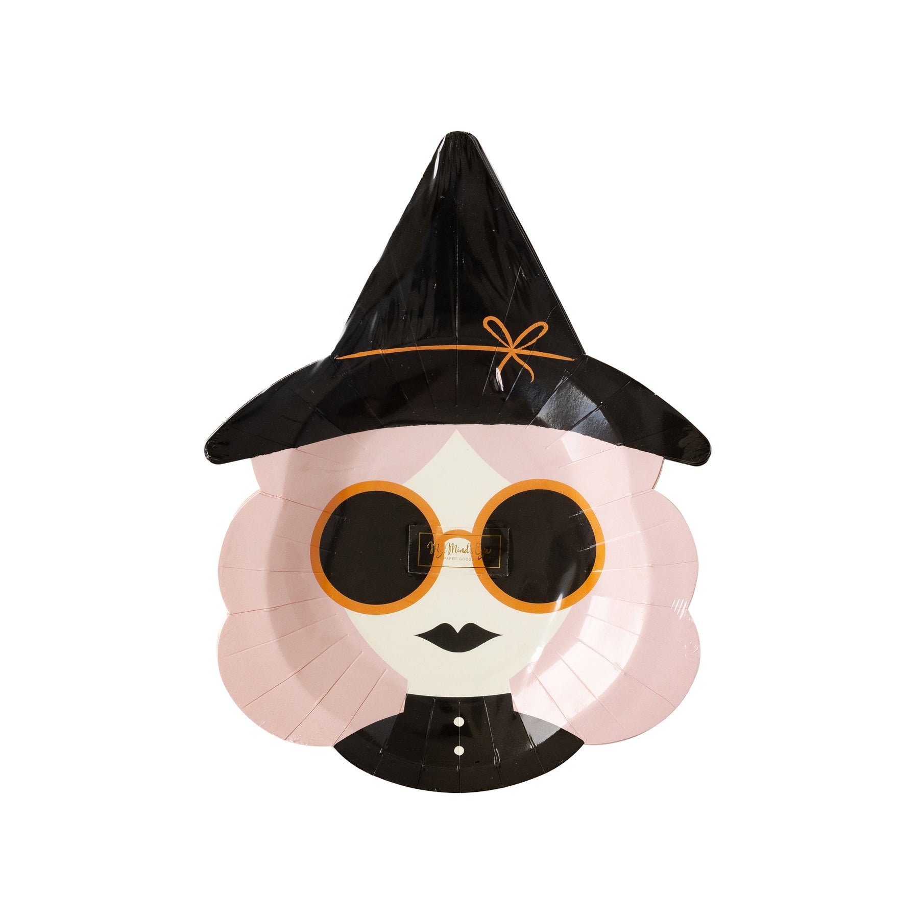 Hey Pumpkin Pink Witch Shaped Paper Plate