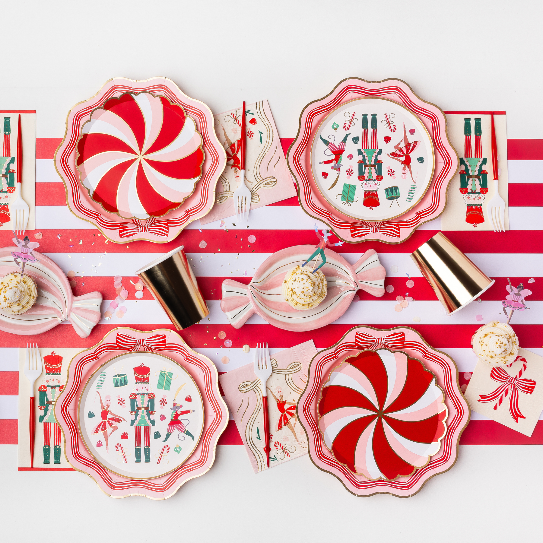 PRESALE: Elegant Pink Peppermint Bow Dinner Plates