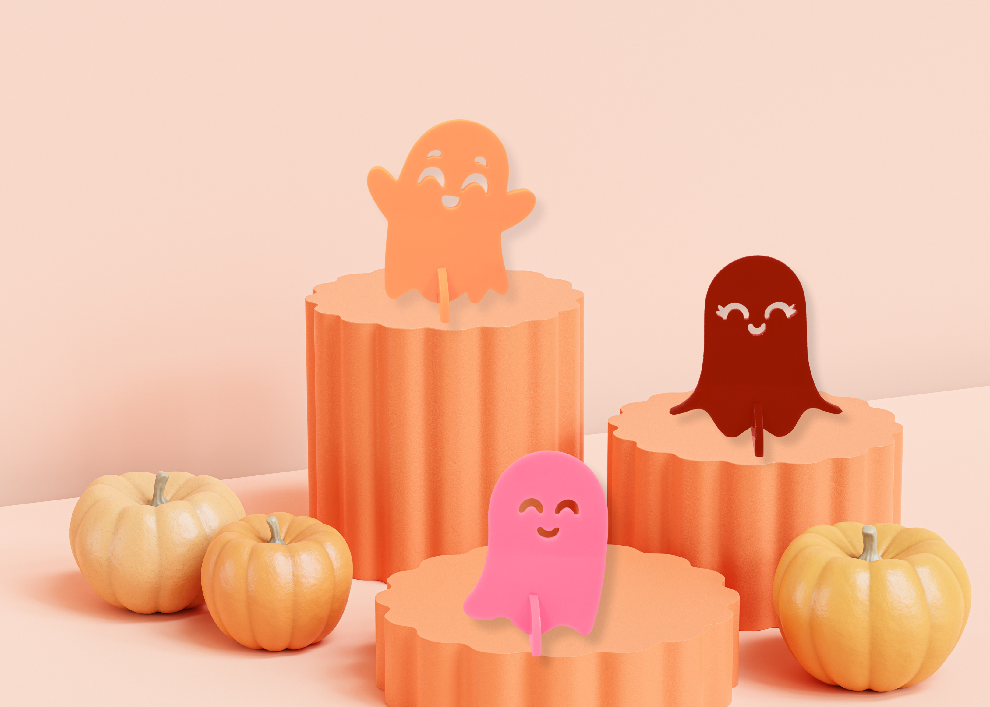 Kedziefest Tiny Ghoul Gang Acrylic Ghosts (Set of 3 Mini Ghosts)