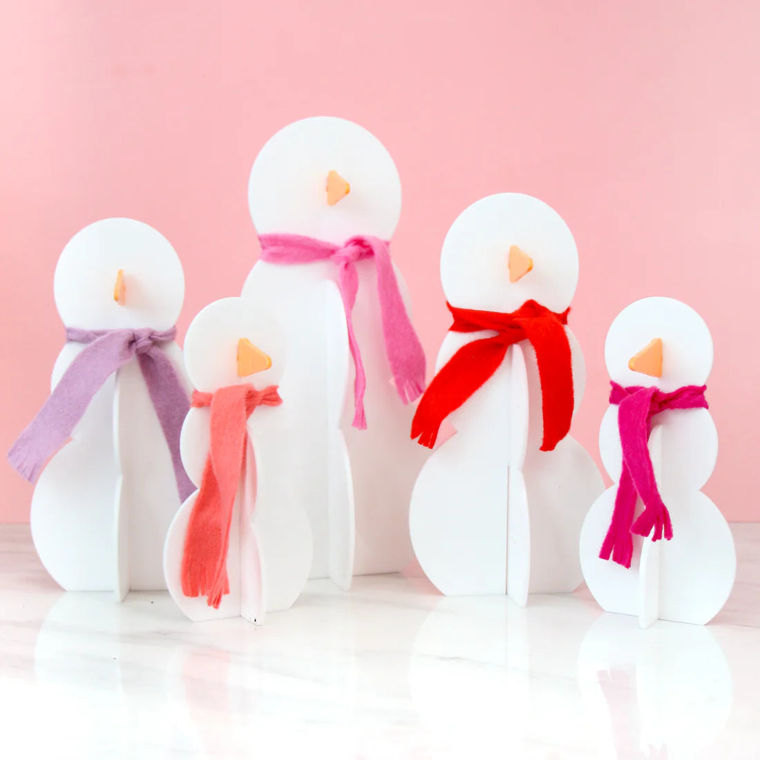 PREORDER: Acrylic Snowmen - Red/pink Set