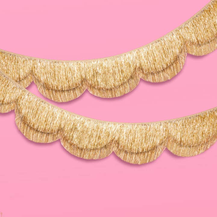 PRESALE: Stay Golden Fringe - Scalloped Banner, Gold, 5 Feet