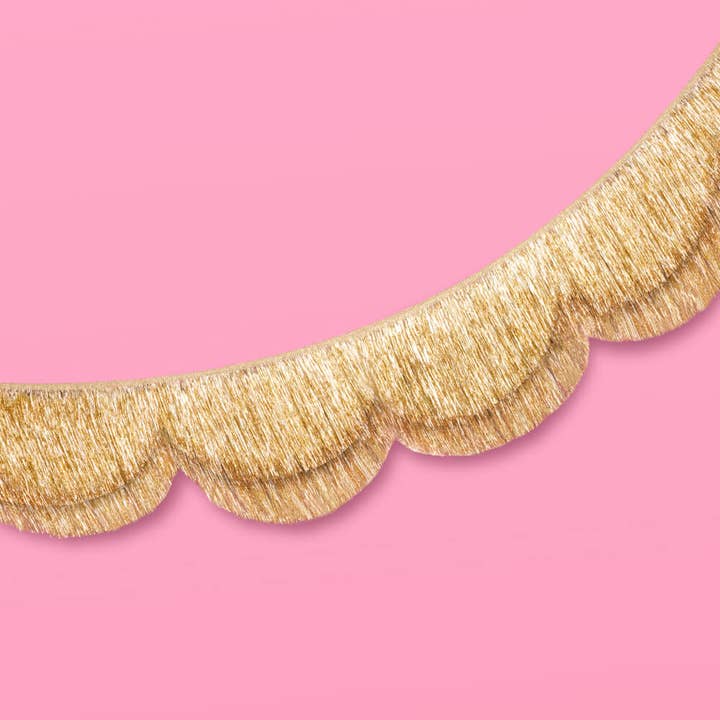 PRESALE: Stay Golden Fringe - Scalloped Banner, Gold, 5 Feet