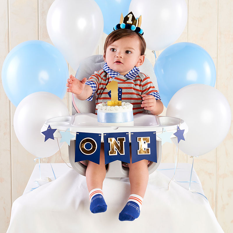 1st Birthday Decor Kit - Blue & Gold