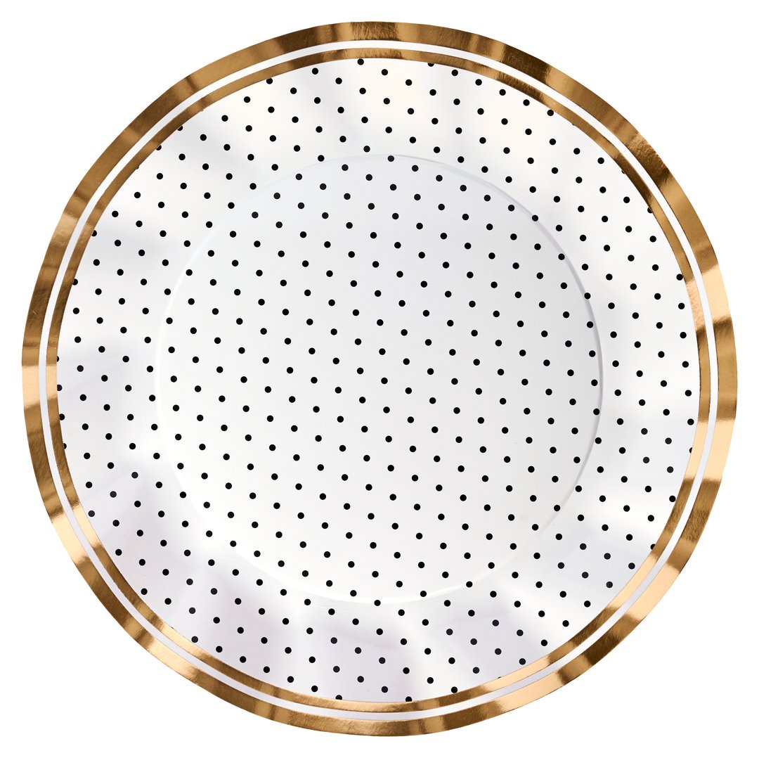 Blanc & Noir Wavy Paper Dinner Plate (8)