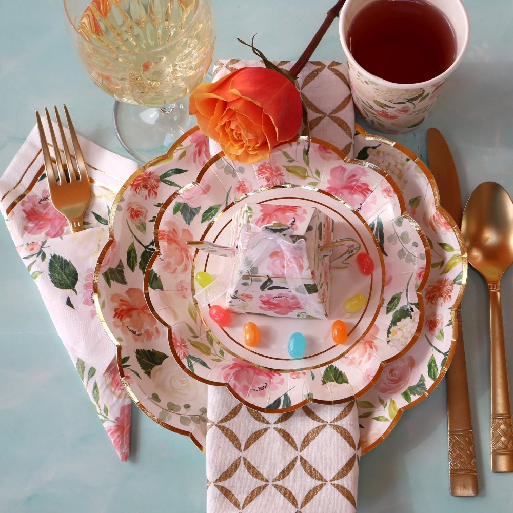 Floral 9in Premium Paper Plates (8)