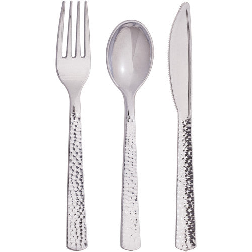 Metallic Hammered Plastic Utensils (24 Pack)