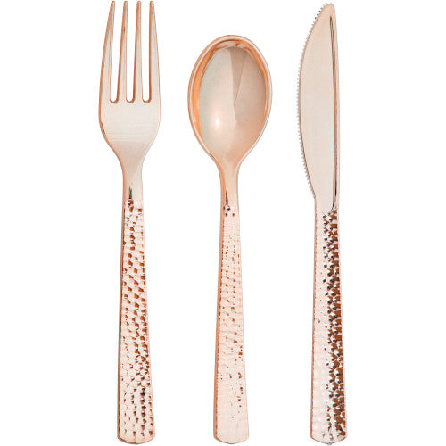 Metallic Hammered Plastic Utensils (24 Pack)