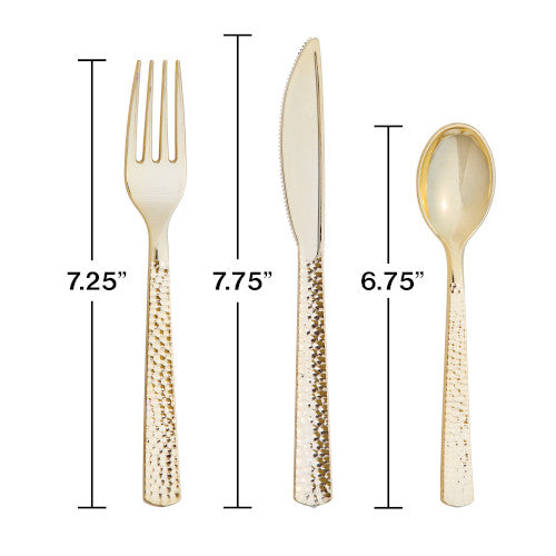 Metallic Hammered Plastic Utensils (24 Pack)
