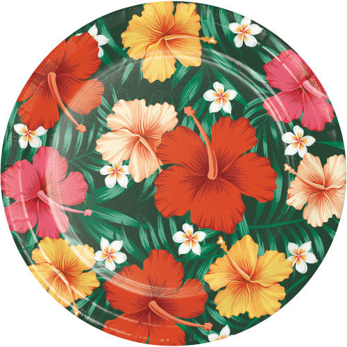 Luau Party Hibiscus Flower Large Plates (8)