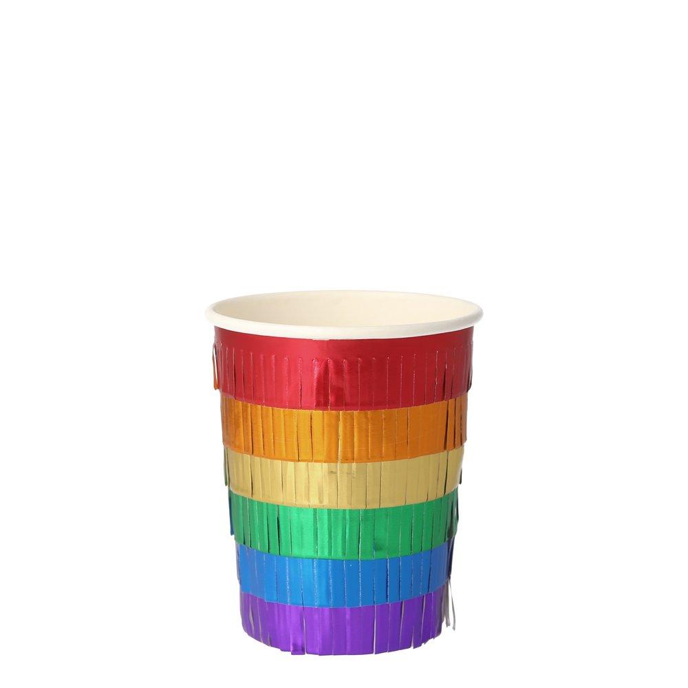 Rainbow Fringe Party Cups (8)