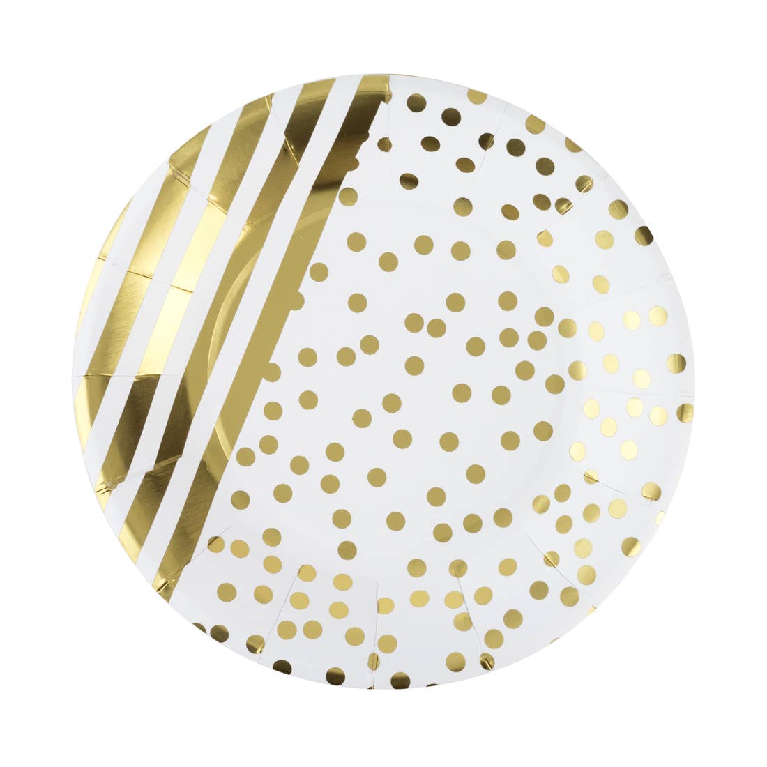 Gold Striped and Dot 7" Paper Plate (8)