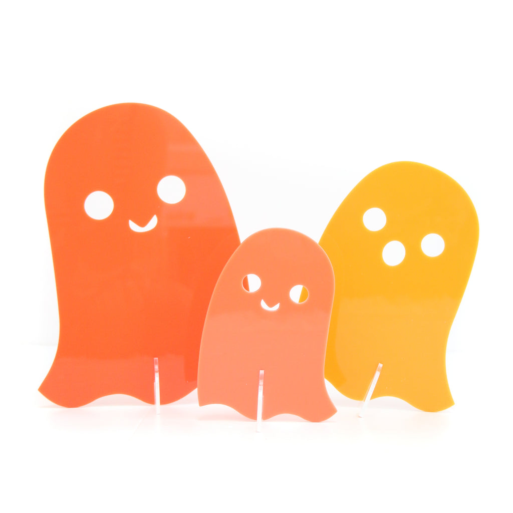 Orange Set Opaque Acrylic Ghost Decorations (Set of 3)