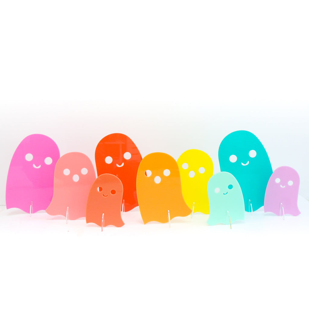 Orange Set Opaque Acrylic Ghost Decorations (Set of 3)