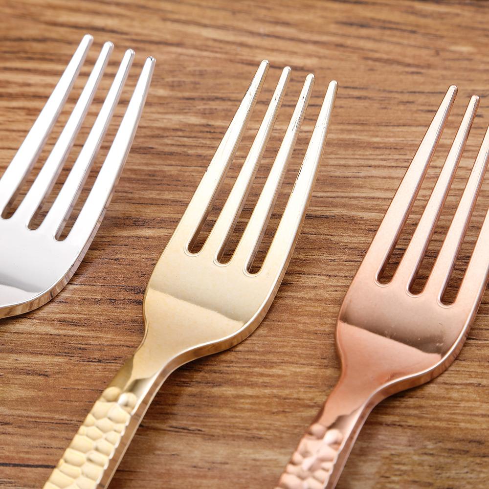 Metallic Hammered Plastic Utensils (24 Pack)