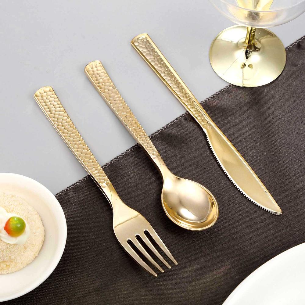 Metallic Hammered Plastic Utensils (24 Pack)