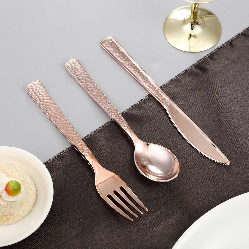 Metallic Hammered Plastic Utensils (24 Pack)