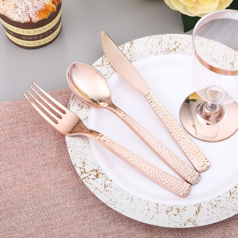 Metallic Hammered Plastic Utensils (24 Pack)