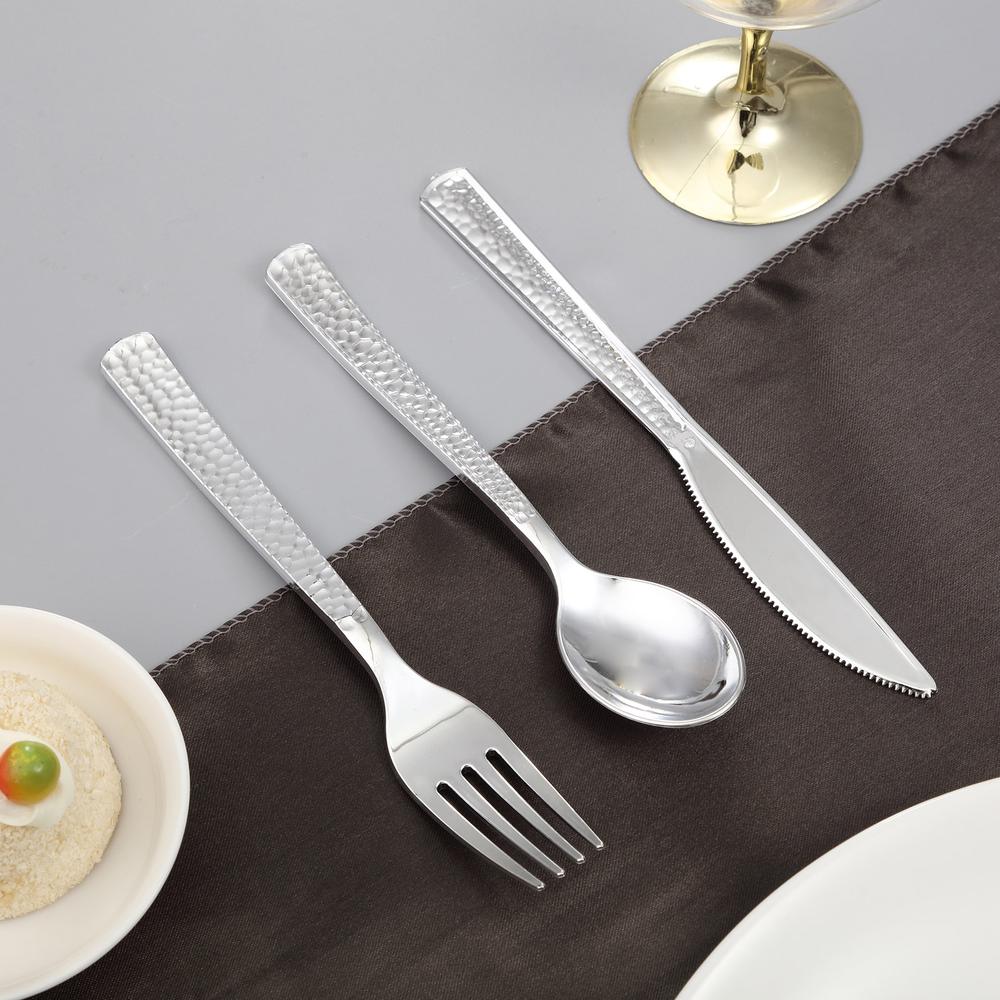 Metallic Hammered Plastic Utensils (24 Pack)