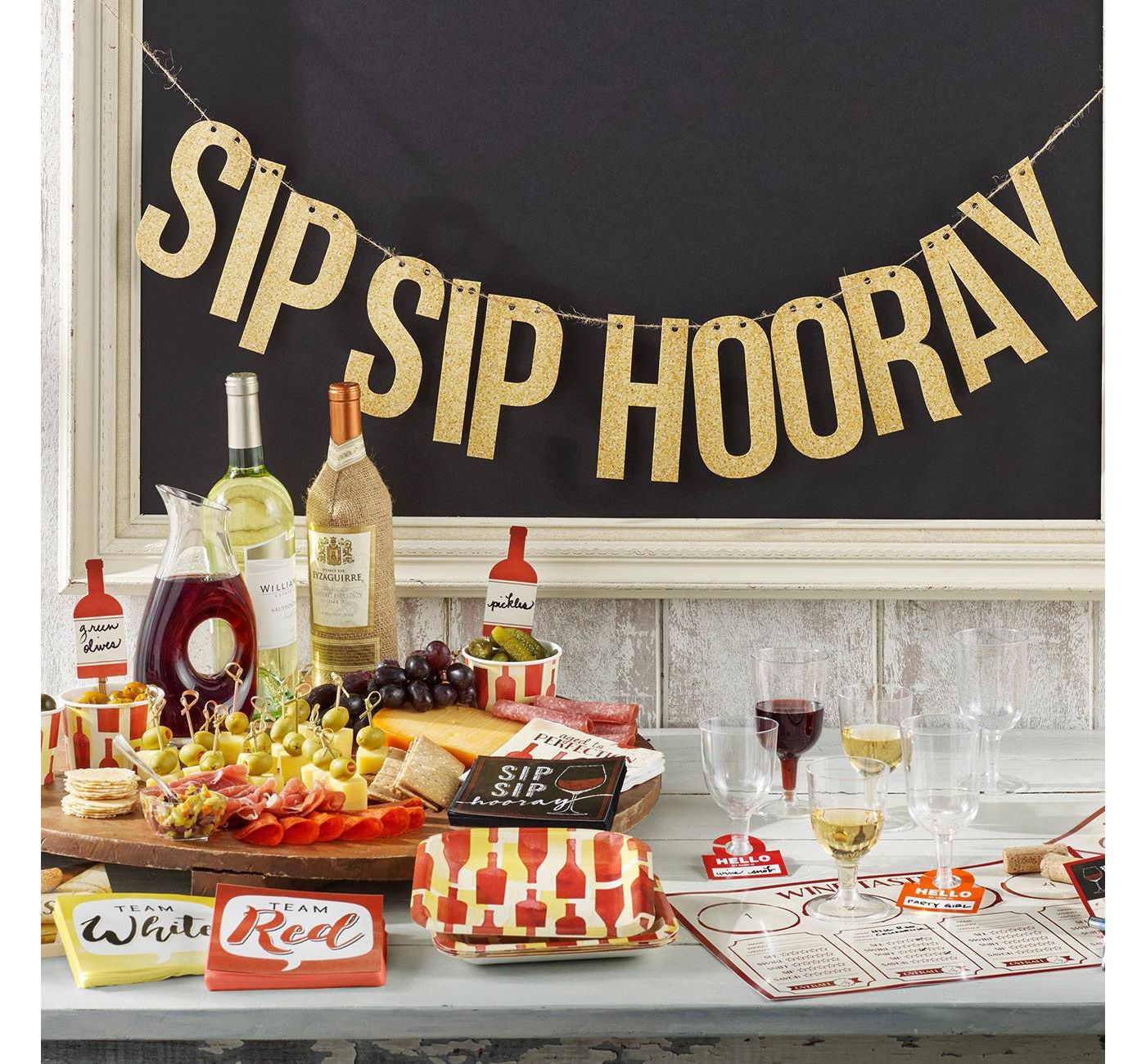 Sip Sip Hooray Letter Banner