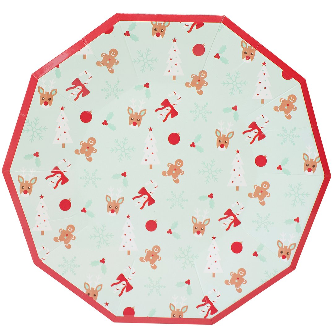 Holly Jolly Reindeer Paper Dinner Plate (8)