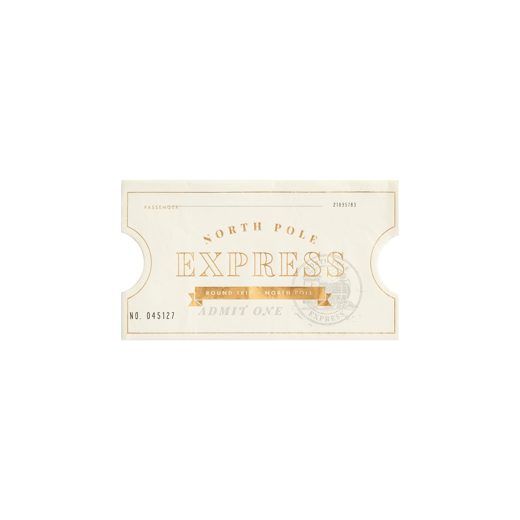 NORTH POLE EXPRESS TICKET SHAPED GUEST NAPKIN