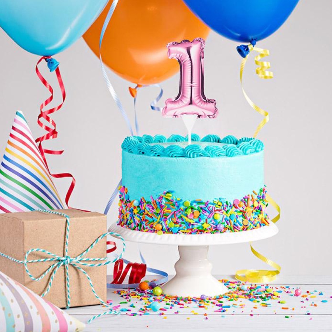 Pink or Blue Number 1 Cake Topper Balloon