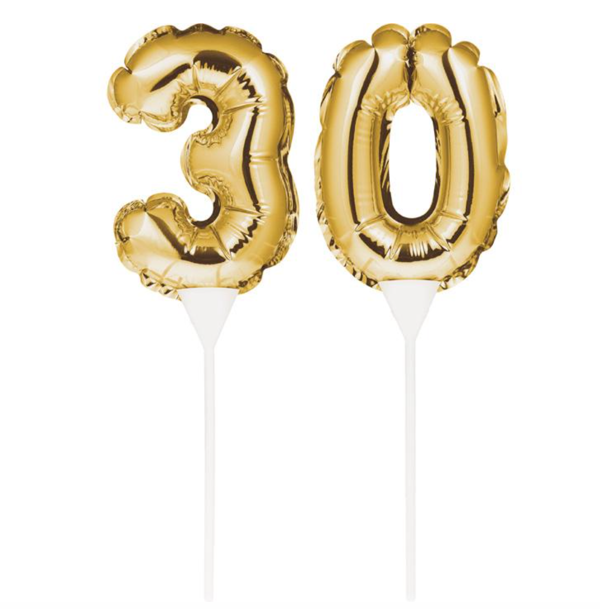 Gold Number 30 Cake Topper Balloon