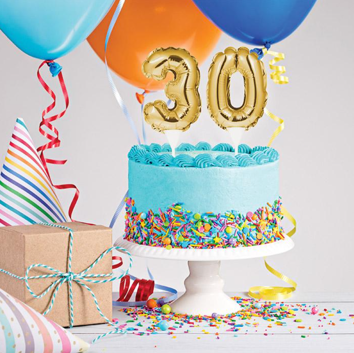 Gold Number 30 Cake Topper Balloon