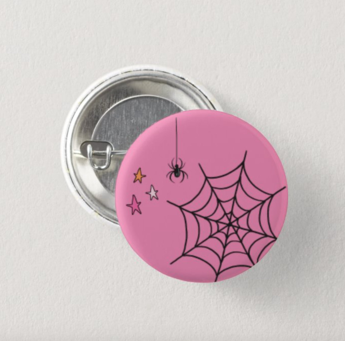 Pink Spider Halloween 1" Inch Pin