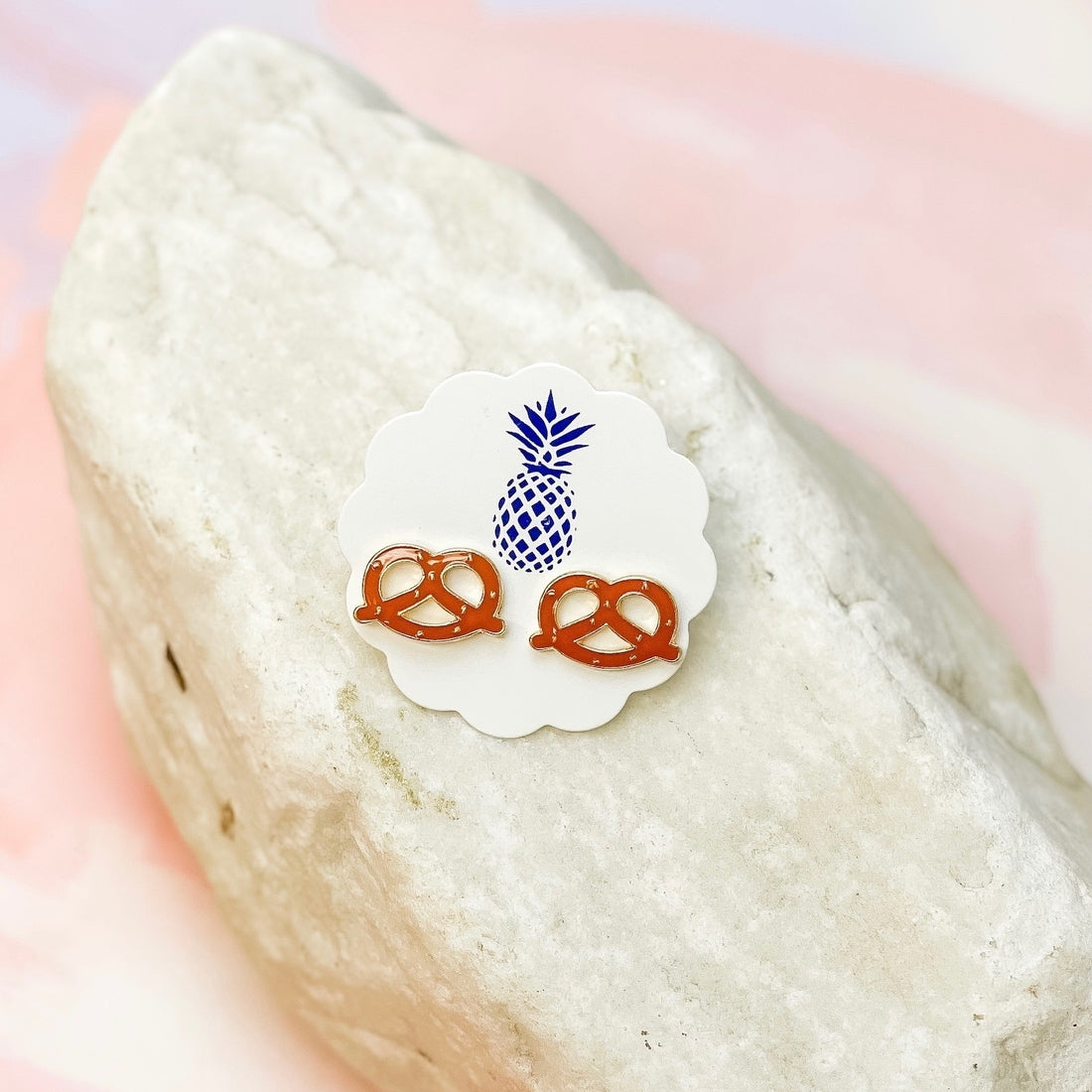 Pretzel Signature Enamel Stud Earrings