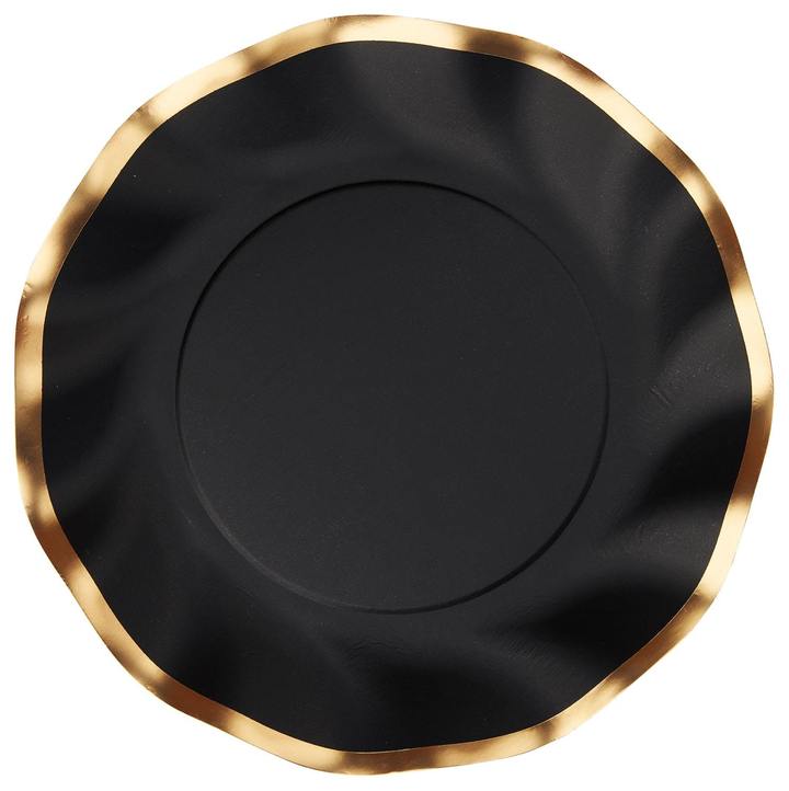 Wavy Dinner Plate Black/Gold (8)