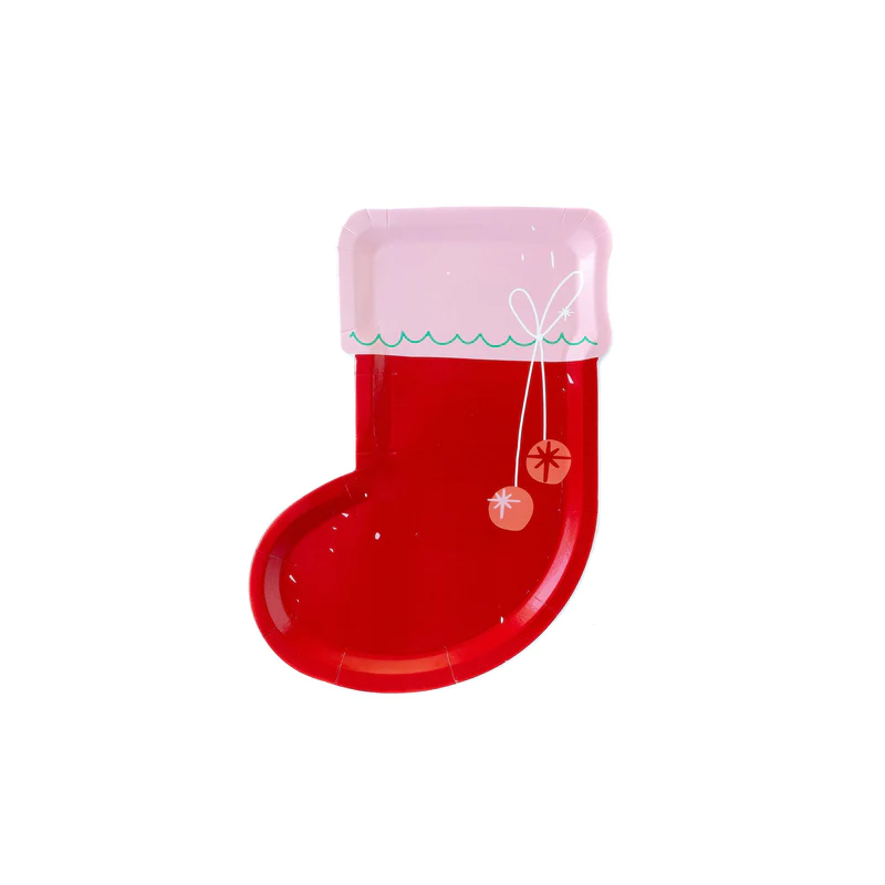 Oui Party Christmas 9" Shaped Stocking Plate (8)