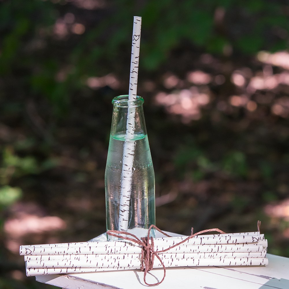 Birch Bark Print Paper Drinking Straws (25)