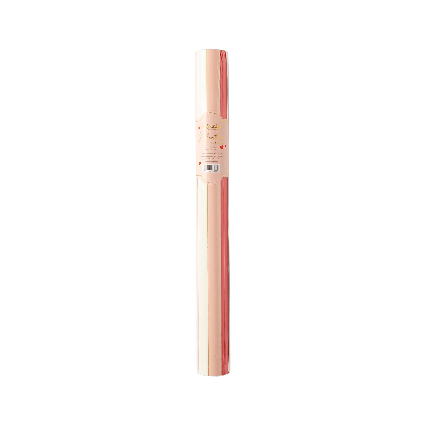 Valentine Red Pink Striped Paper Table Runner
