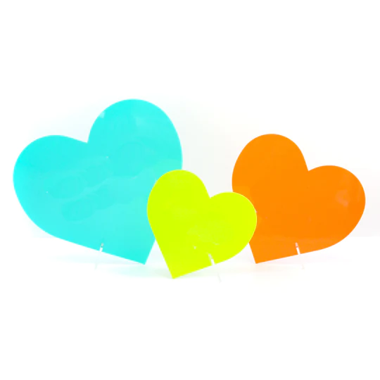 Turquoise, Orange, Lime Acrylic Hearts - Blank