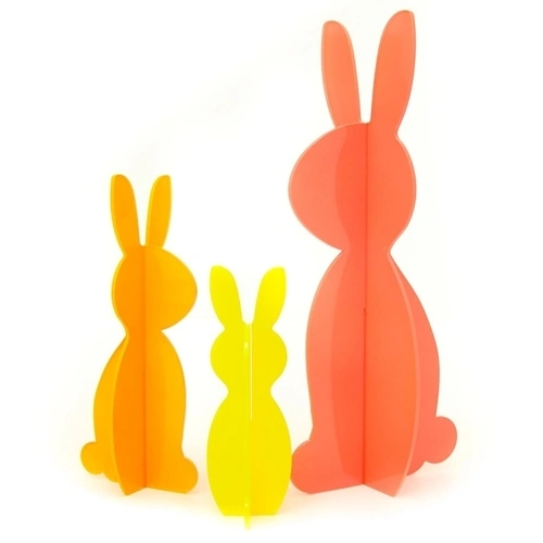 Coral/Orange/Yellow Acrylic Bunnies Set of 3