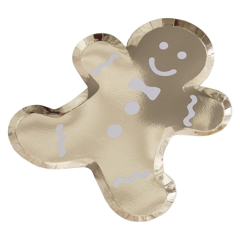 Gold Gingerbread Paper Plates (8)