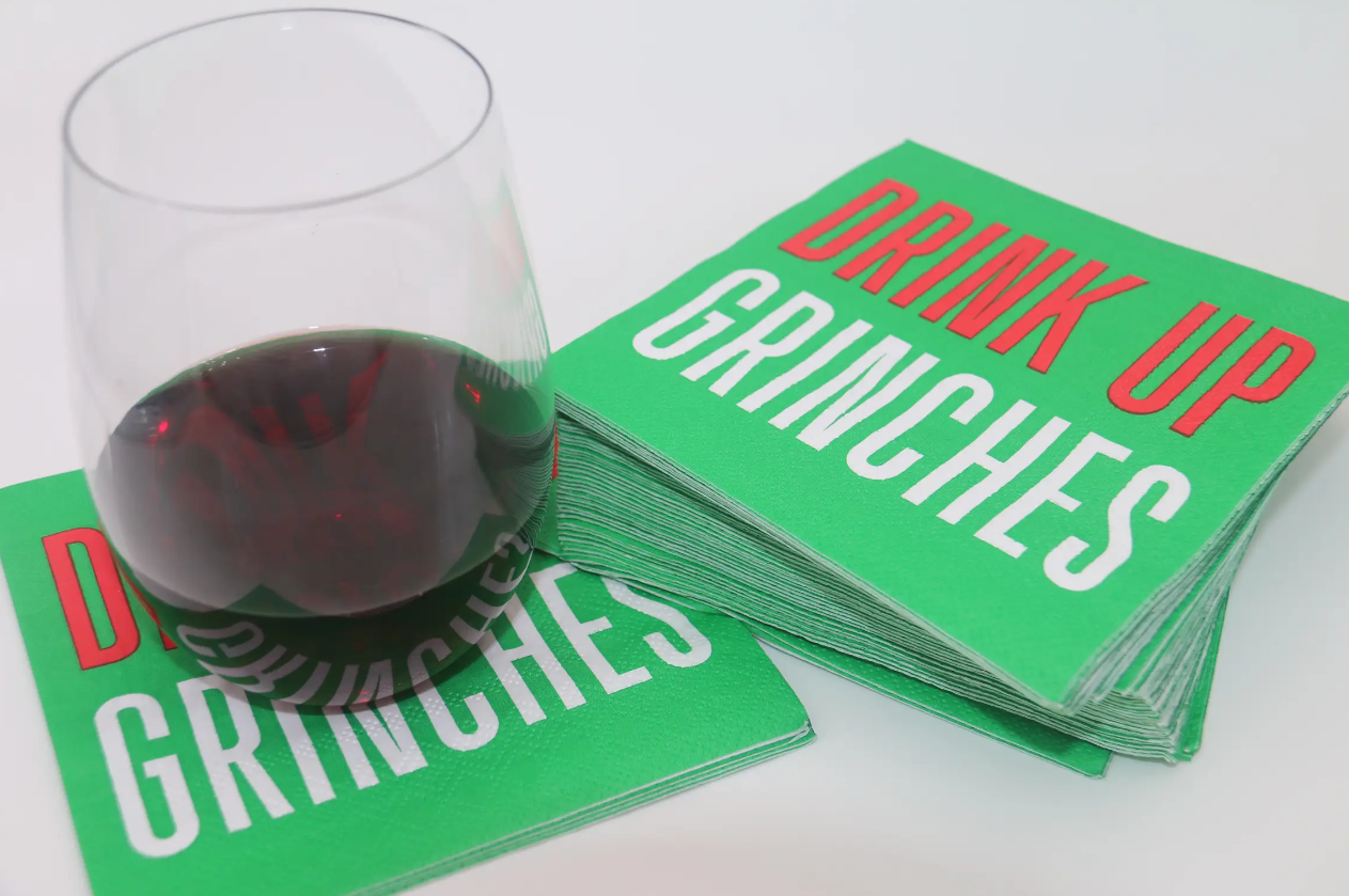 3 ply Cocktail Napkins 20ct | Drink Up Grinches