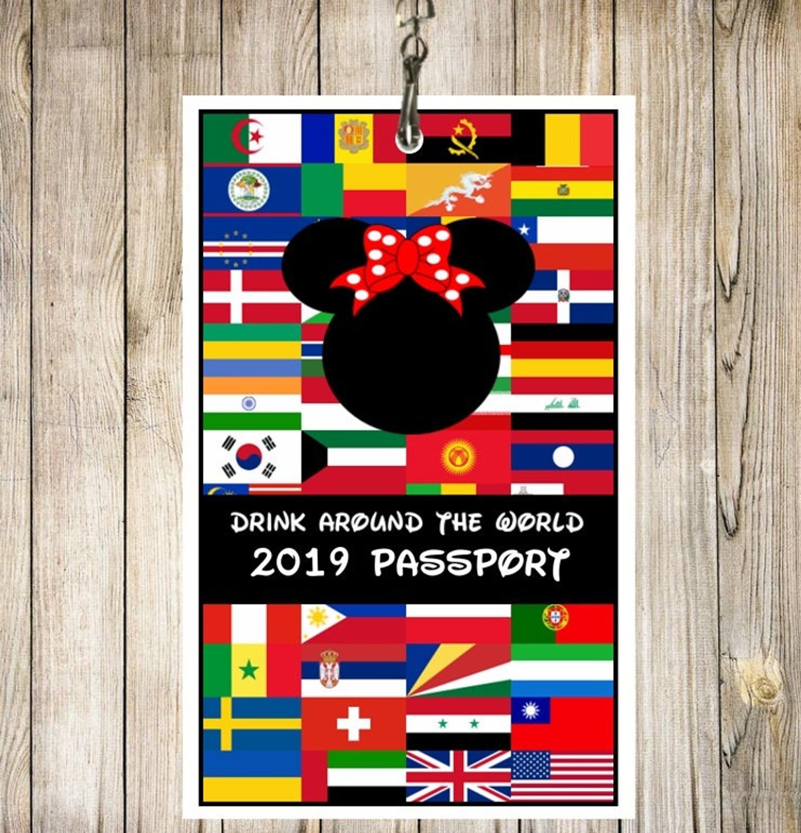 Epcot Inspired Drink Around the World Passport 2021 Lanyard (Personalize Name!)