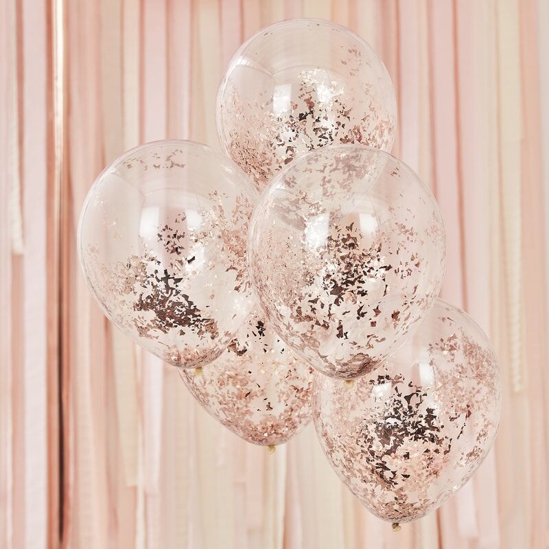 Rose Gold Confetti Balloons (5)