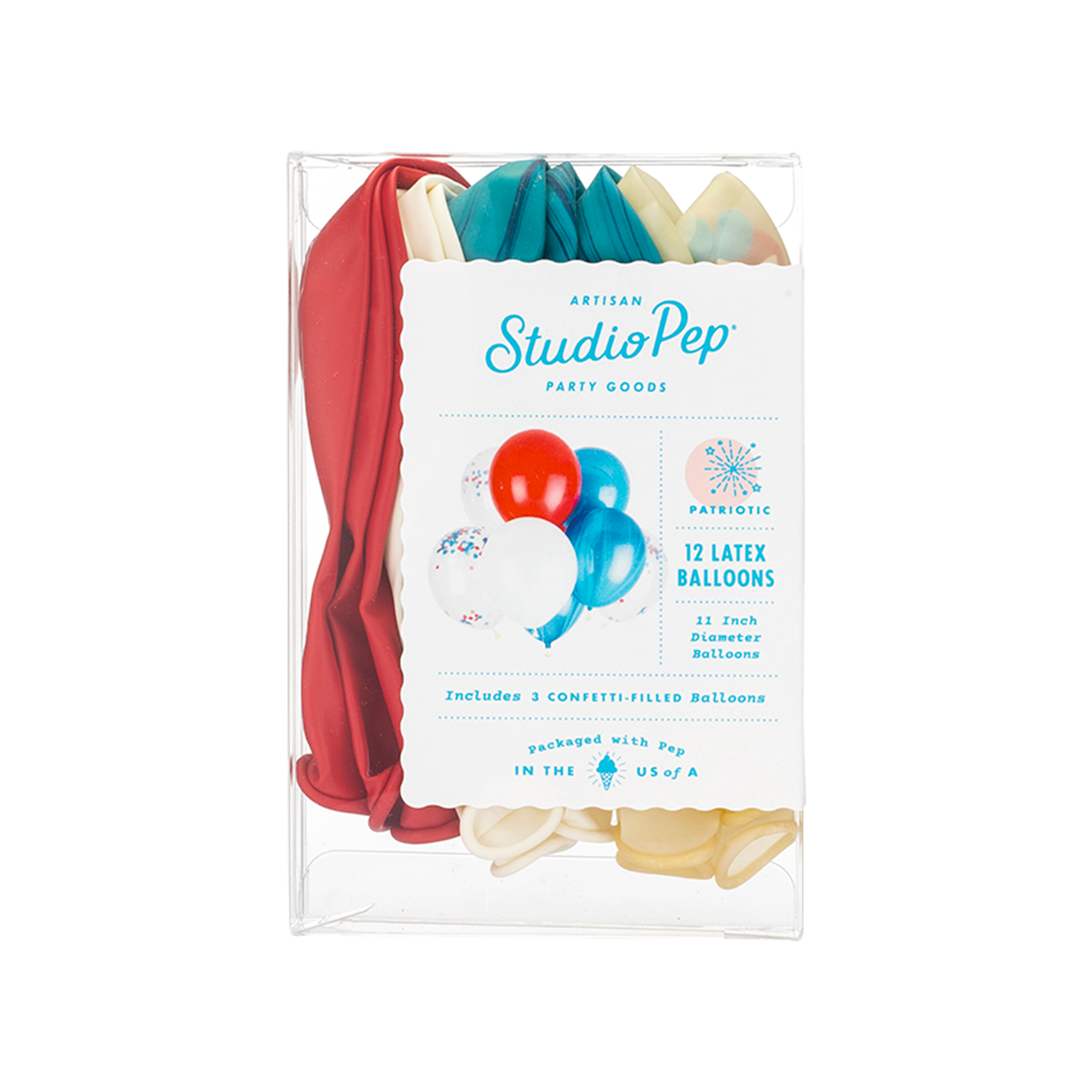 4th of July Patriotic Confetti Balloons (Pack of 12)