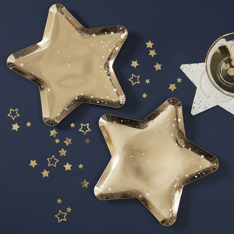 Gold Star Shaped Plates (8)