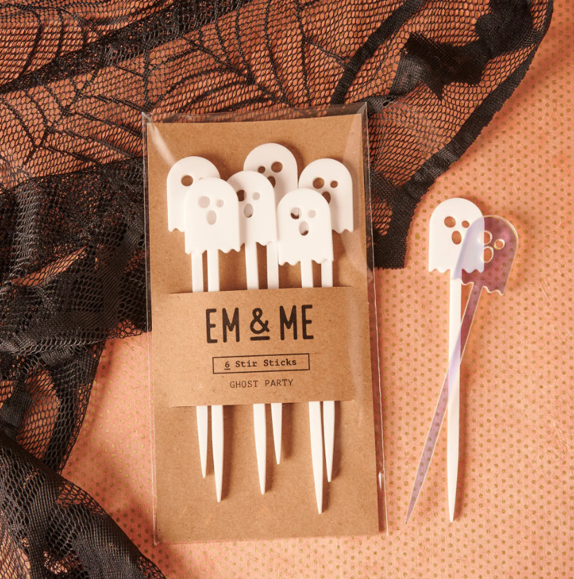 White Ghost Party Stir Sticks - Made in Chicago, IL